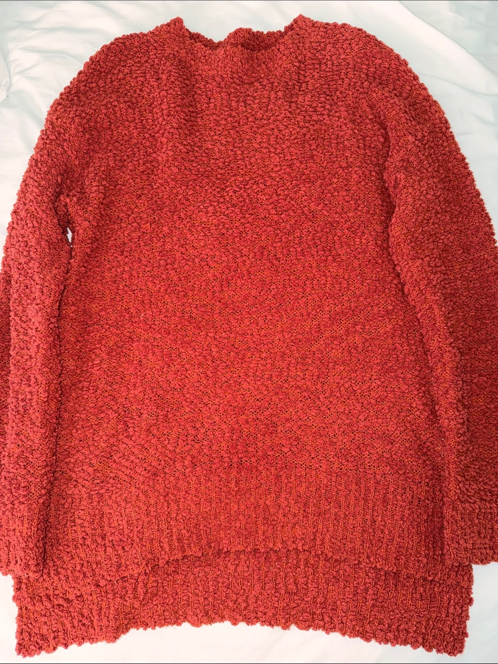 debut Coral-Red Bouclé Crewneck Sweater